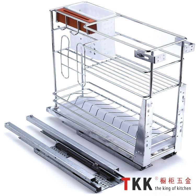 TKK Kitchen Cabinets Accessories Slide Wire Storage Basket Pull out Basket Soft Stop Multi Purpose Square Wire Basket