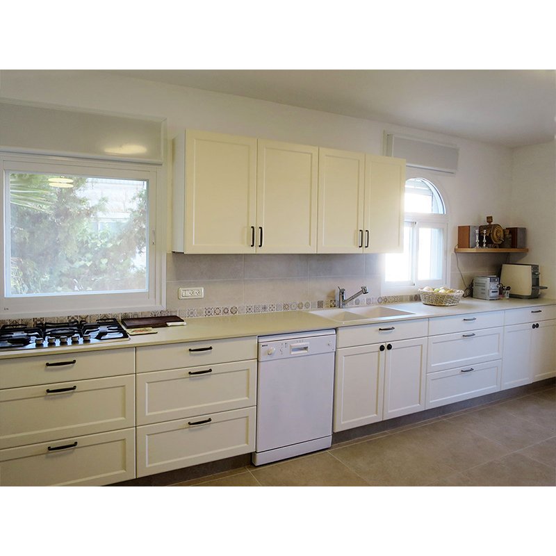 L shaped unfinished oak solid wood door easy cleaning kitchen cabinets and handmade sink
