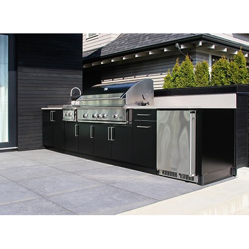 VermonHouzz Wholesale modern black stainless steel outdoor kitchen bbq island with green egg Outdoor Kitchen Grill With Fridge