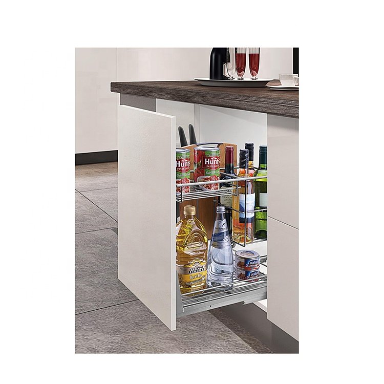 Kitchen Stainless Steel Storage Basket Metal Wire Drawers Storage Kitchen Pull Out Basket