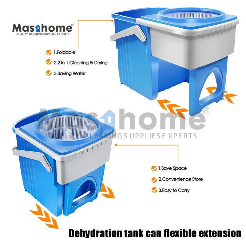 Masthome Foldable Rotating 360 and Drawer Type Stainless Steel sink Pole Easy Mop Bucket for home cleaning