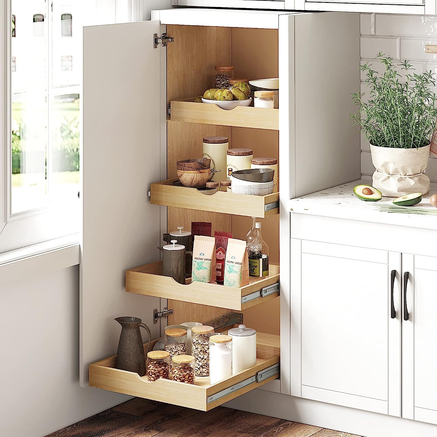 Expandable Pull Out Cabinet Organizer Soft Close Slide Out Drawers for Kitchen Bathroom Pantry Wholesaler