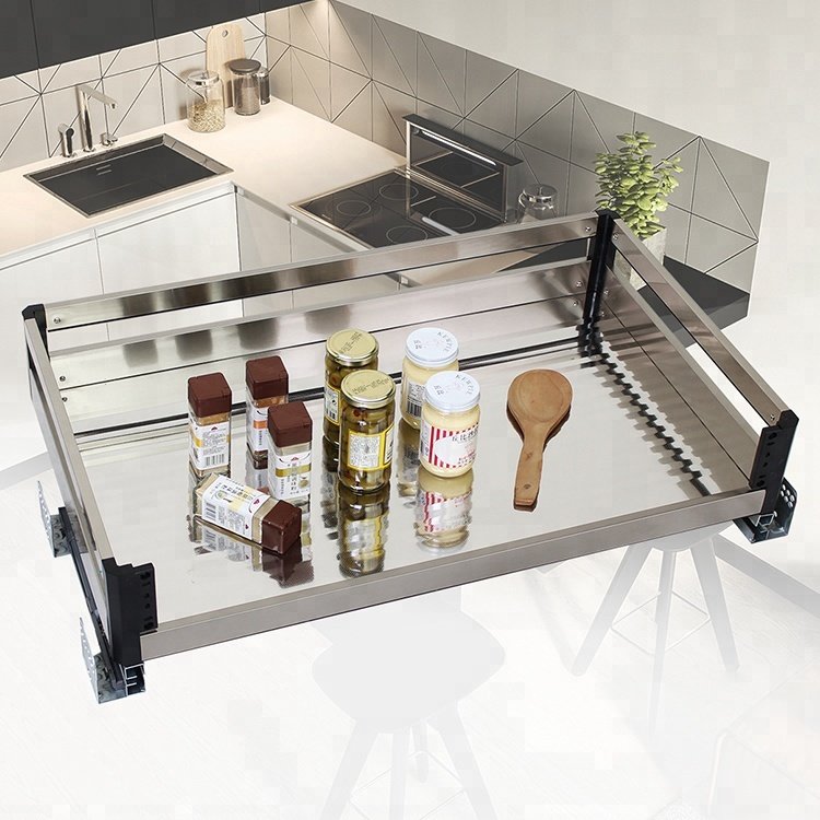 stainless steel kitchen cabinets accessories Pull out Wire Basket sofe closing Kitchen storage drawer baskets old Cabinet