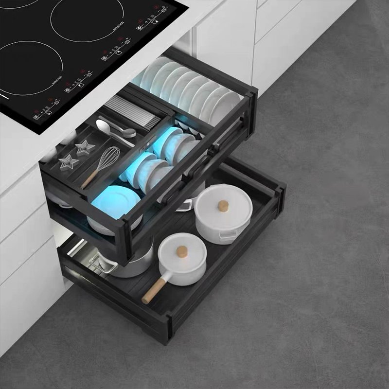 Dish Drying Drawer Basket Kitchen Dish Cabinet Drawer Basket Pull Out Basket Stainless Steel Kitchen Cabinet