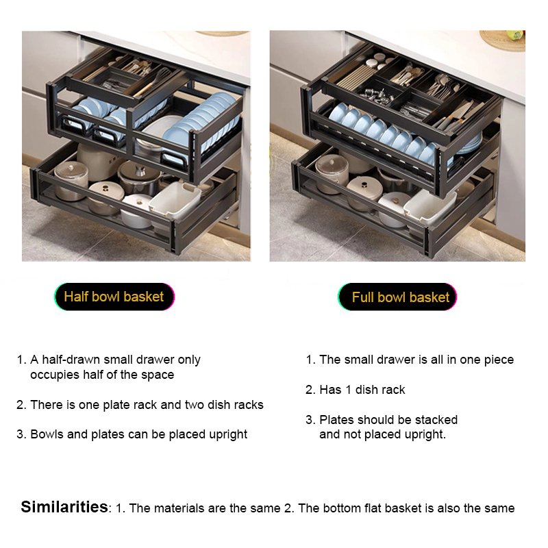 Dish Drying Drawer Basket Kitchen Dish Cabinet Drawer Basket Pull Out Basket Stainless Steel Kitchen Cabinet