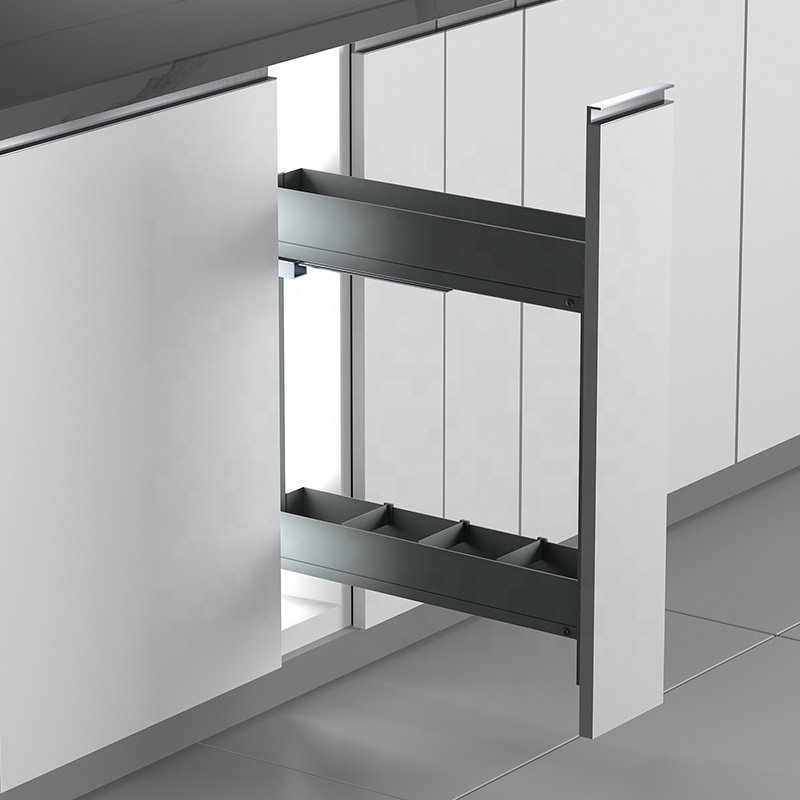Base Cabinet Storage Metal Plate 2 Tiers 150mm Pull Out Unit Kitchen Basket Soft Close Slide Out Bottle Rack