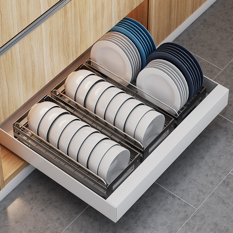 Furniture Open Shelf Pull Out Pull Down Basket Storage Net Pocket Home Kitchen Cabinet Drawer Basket With Handles