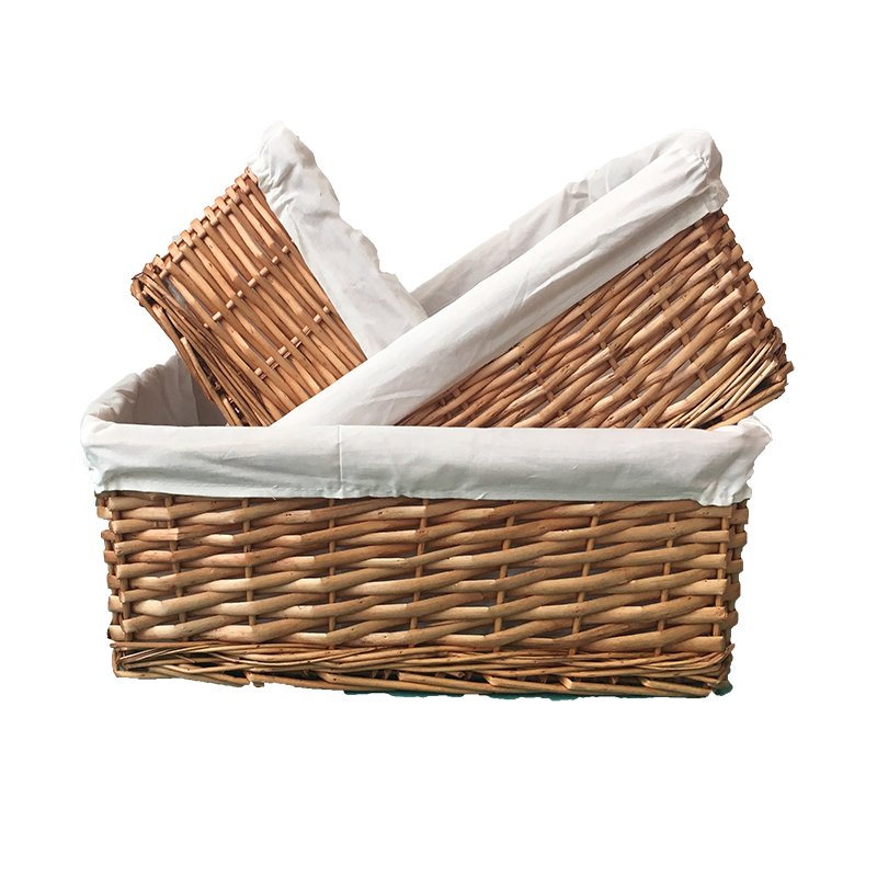 Wicker Woven Baskets With Lining Storage Cube Drawer Closet Cabinet Organizer