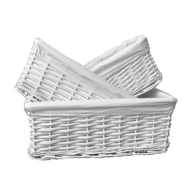 Wicker Woven Baskets With Lining Storage Cube Drawer Closet Cabinet Organizer