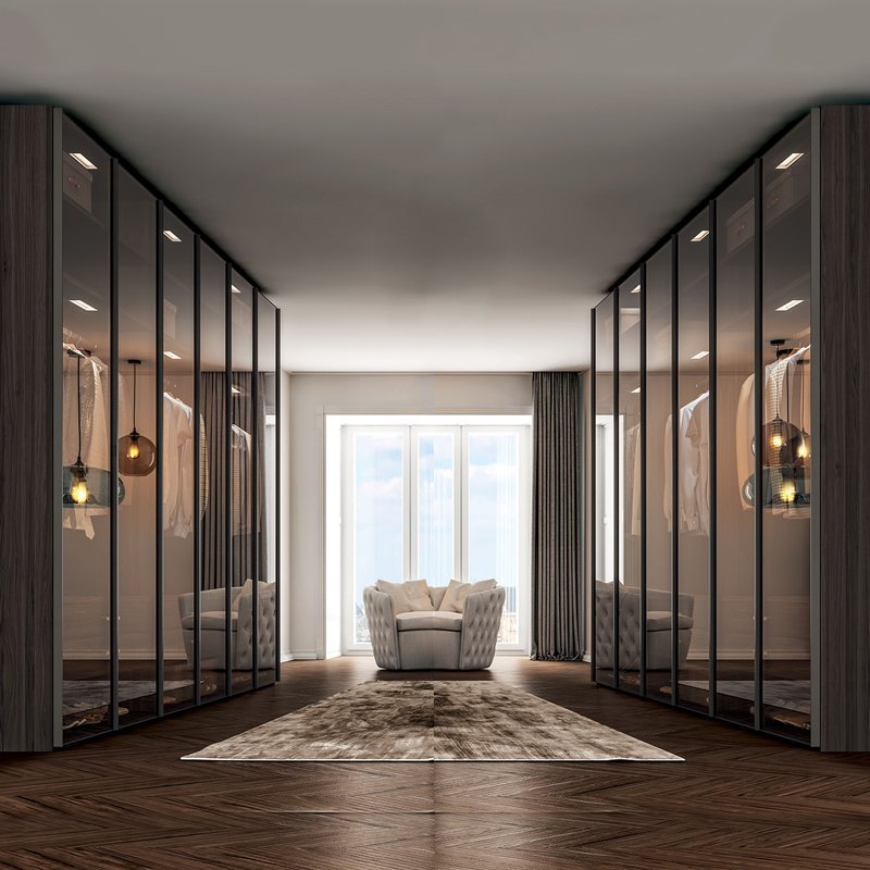 2024 wood closet bedroom furniture glass door German drawer storage jewelry box plywood wardrobes with LED