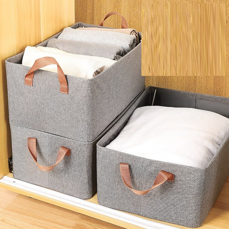Solid Color Modern Simplicity Cationic Oxford Cloth Bedroom Clothes Sundries Sorting Storage Box Foldable