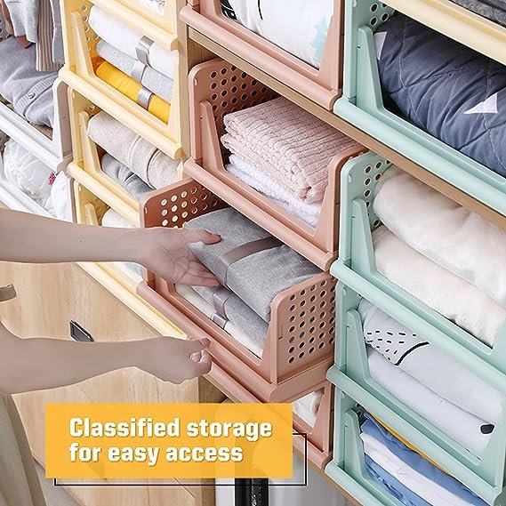 New Folding Closet Organizers Storage Box Stackable Plastic Drawer Basket for Clothing