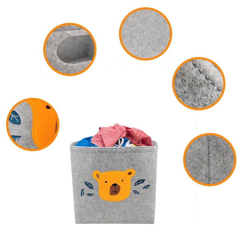 Collapsible Foldable Handmade Woven Felt Fabric Bins Custom Logo Square Shape Colorful Laundry Basket Storage Bag Household Use