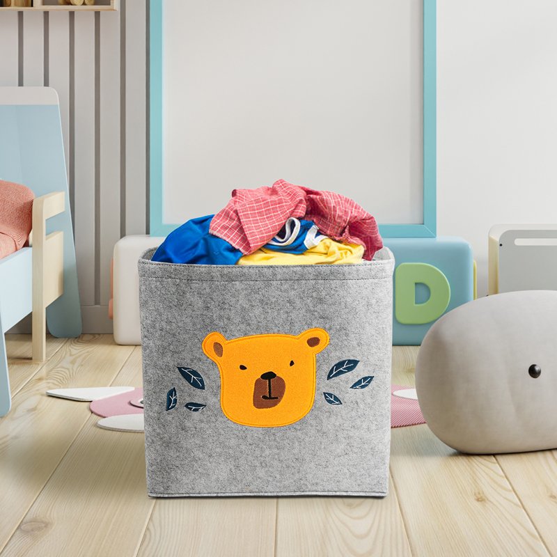 Collapsible Foldable Handmade Woven Felt Fabric Bins Custom Logo Square Shape Colorful Laundry Basket Storage Bag Household Use
