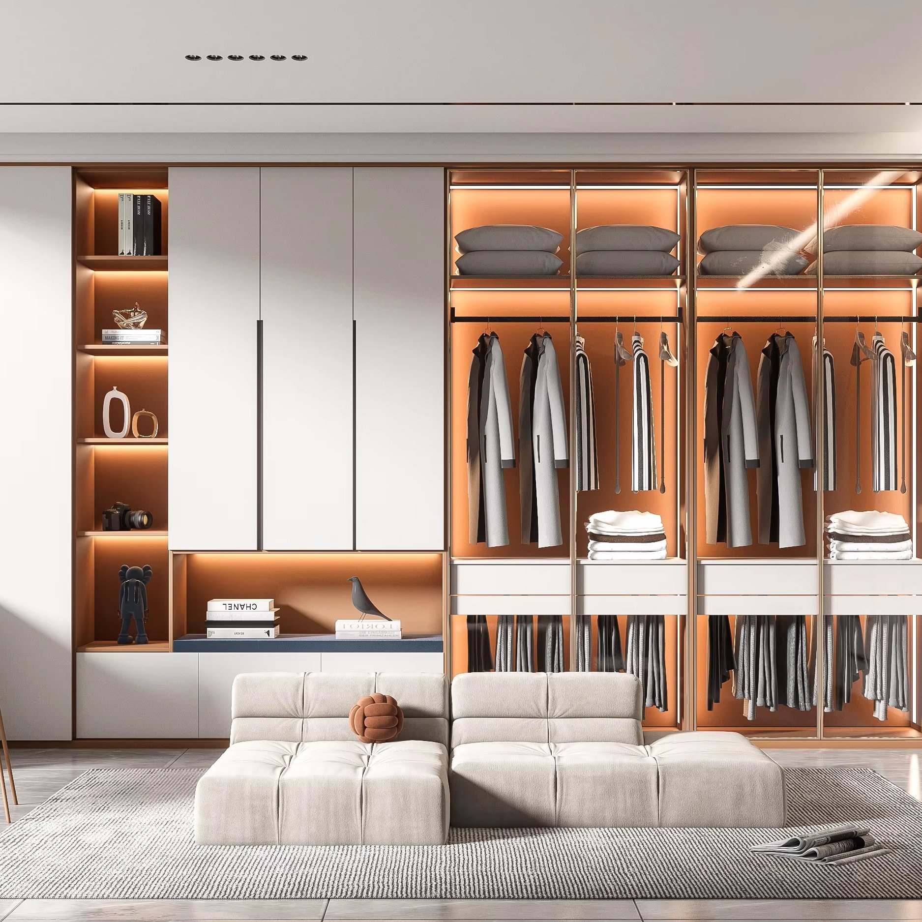 Custom Modern Solid Oak Modern Bedroom Walk In Closet