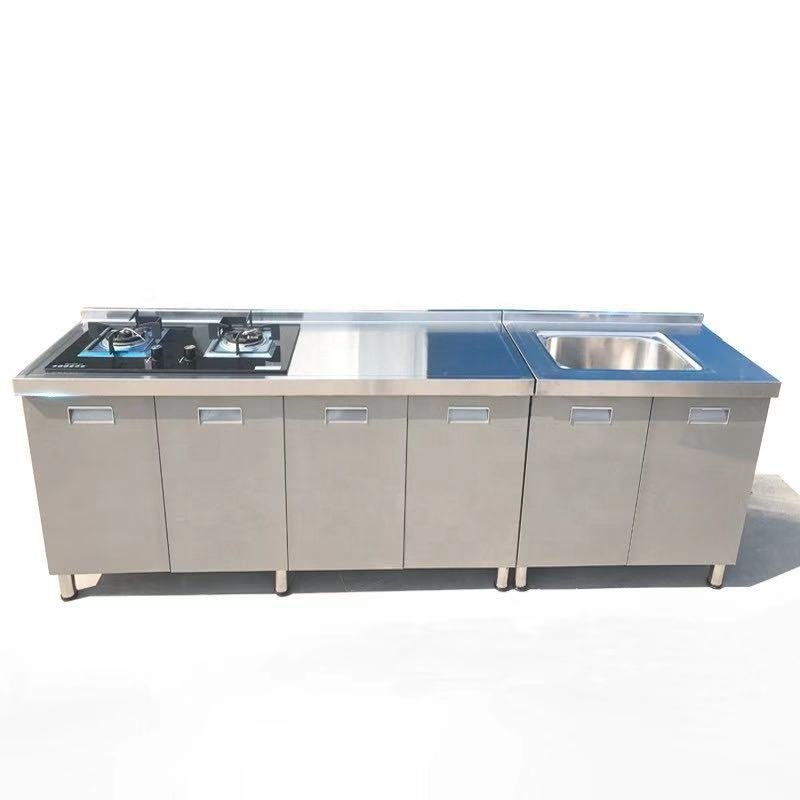 Factory customize Hotel commercial 304 Stainless Steel Kitchen Cabinet With Sink