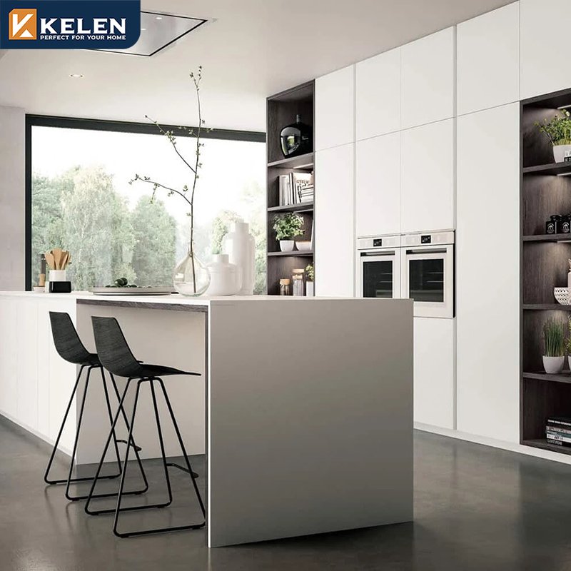 Kelen 2024 luxury custom furniture island manufacturer modern designs china white kitchen cabinet