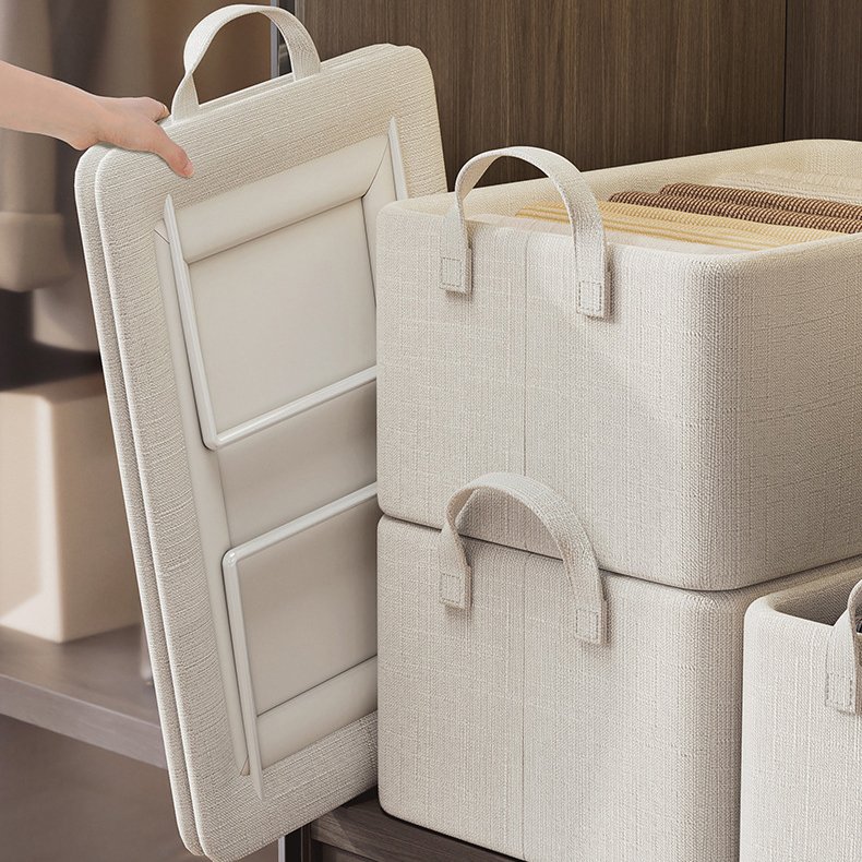 Folding Toy Storage Basket Clothing Home Drawer Style Bamboo Cotton Laundry Storage & Organization home
