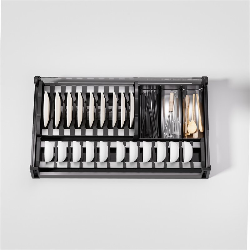 Factory Custom Modern Designs Kitchen Cabinet Storage Organizer Stainless Steel Plate Dish Rack Sliding Drawer Pull Out Bsket