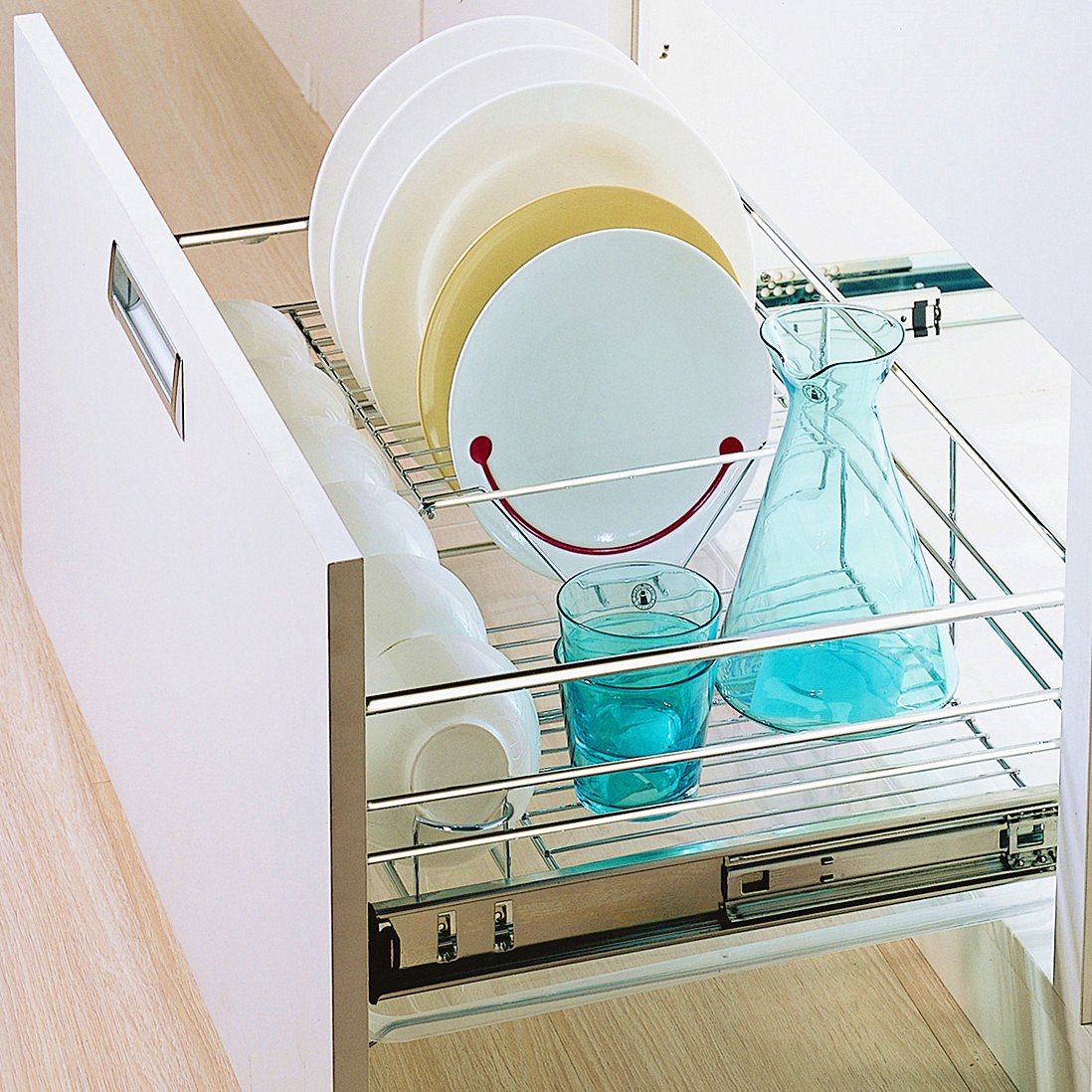 Kitchen Organizer Cabinet Systems Chrome Wire Basket Drawers Pull Out Basket
