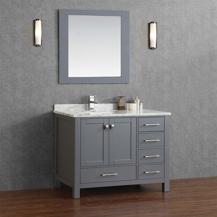 Customized Grey Color Solid Wood Bathroom Vanity Cabinets with Sink