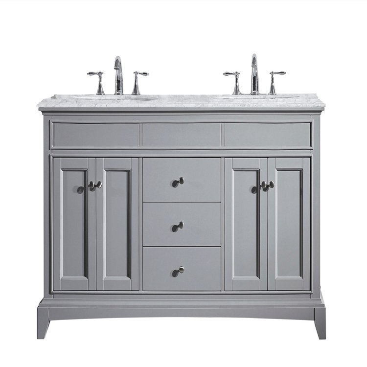 Customized Grey Color Solid Wood Bathroom Vanity Cabinets with Sink