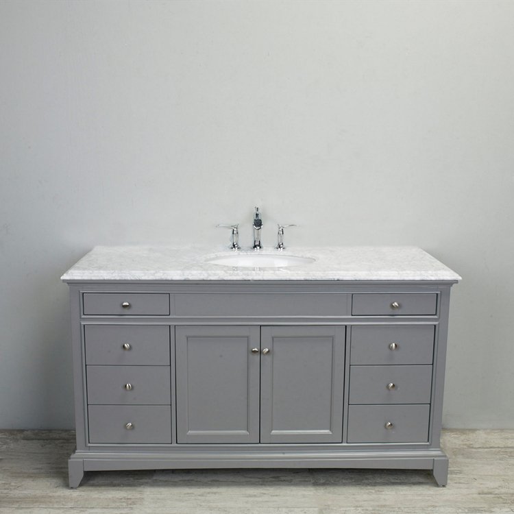 Customized Grey Color Solid Wood Bathroom Vanity Cabinets with Sink