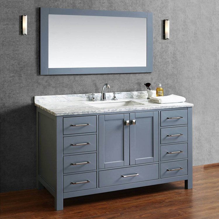 Customized Grey Color Solid Wood Bathroom Vanity Cabinets with Sink