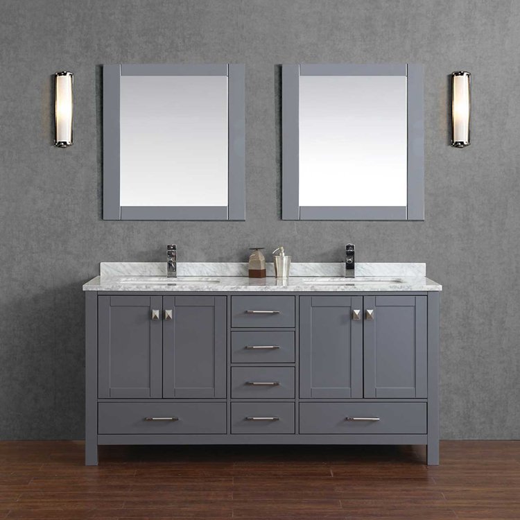 Customized Grey Color Solid Wood Bathroom Vanity Cabinets with Sink