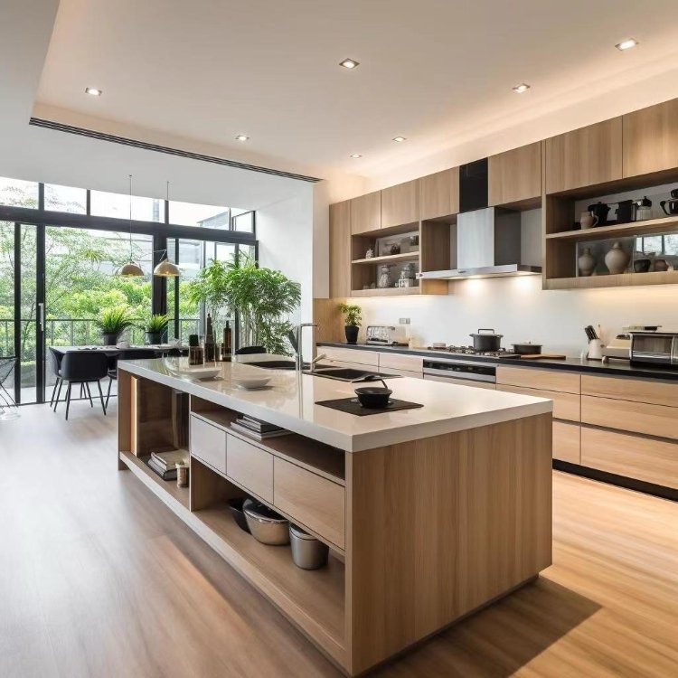 Custom Kitchen Cabinet With Island Modular Wall Cabinet Pantry Prebuilt Modern Kitchen Furniture Cupboard Kitchen Cabinet Sets