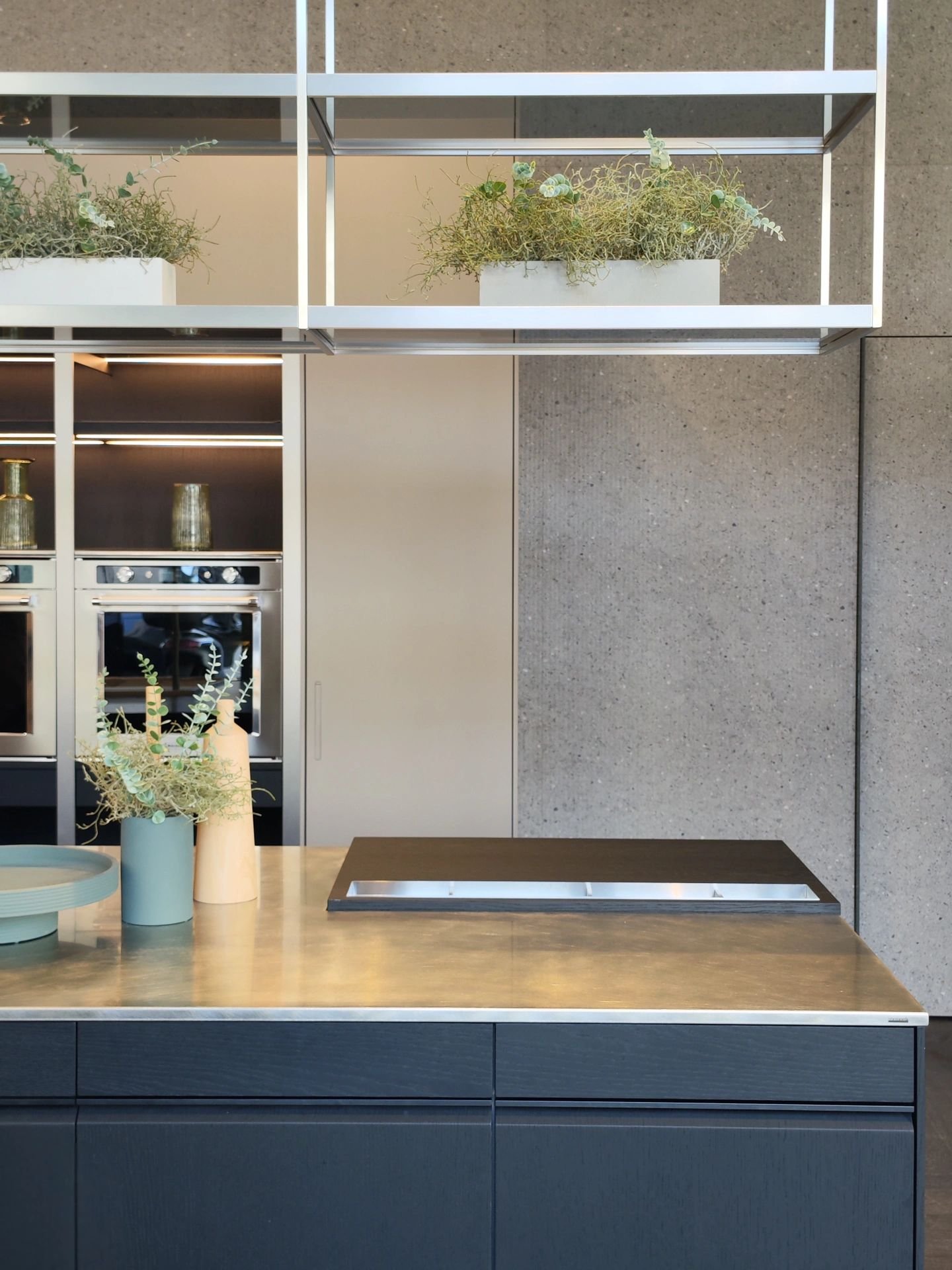 Dark Grey Modern Kitchen Cabinet Foshan Hot Carcase Marble Stone Customized Storage Surface Grey Lacquer Kitchen Cabinet Custom