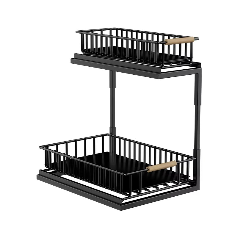 Pull Out Under Sink Organizers with Sliding Basket spice bottle holder Sliding Drawer sink organizer