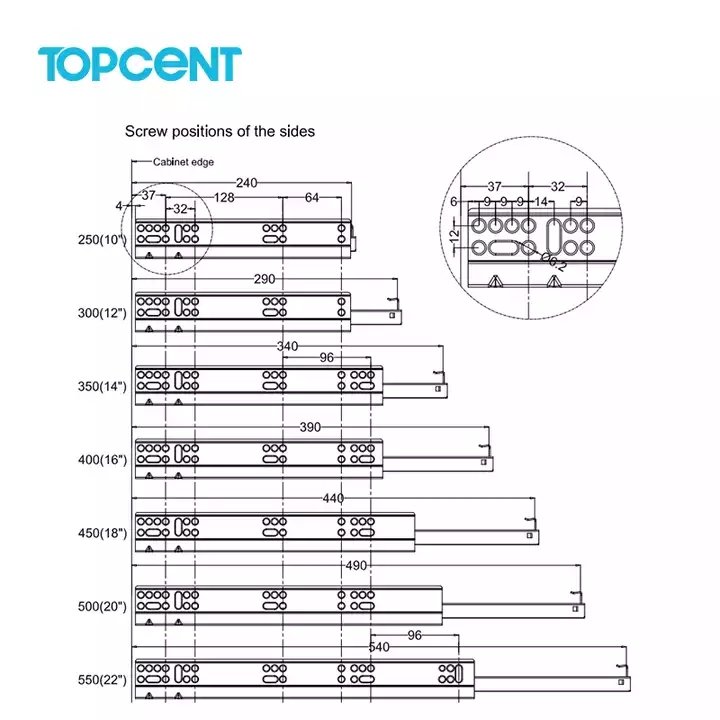 Topcent 3 Fold Damper Basket Drawers Channel Furniture Full Extension Telescopic Rails Soft Close Undermount Drawer Slide