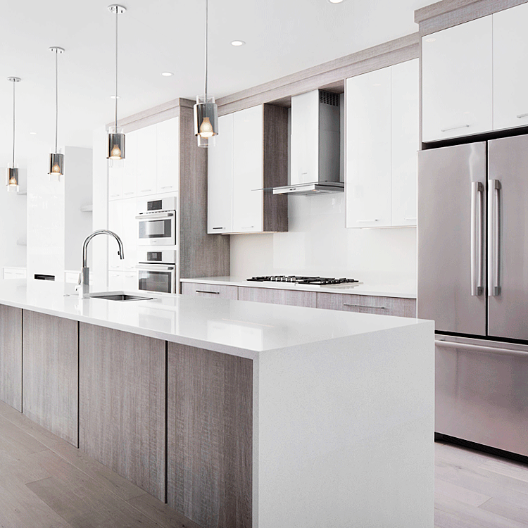 High Gloss Lacquer New Modern Design Hot Selling Kitchen Cabinets & Accessories With Quartz Stone Island