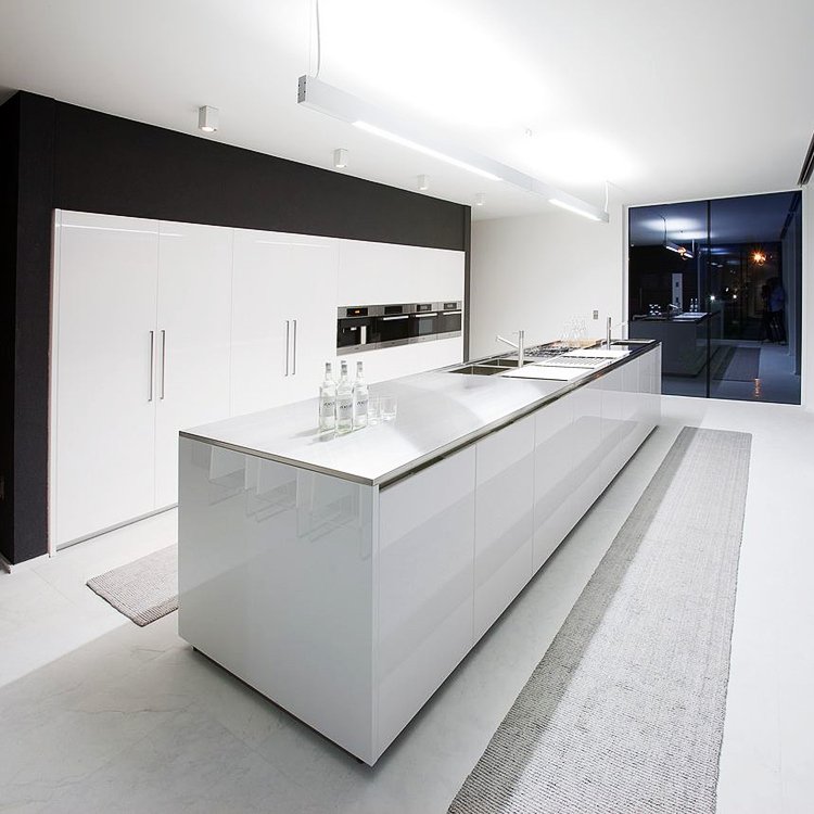 High Gloss Lacquer New Modern Design Hot Selling Kitchen Cabinets & Accessories With Quartz Stone Island