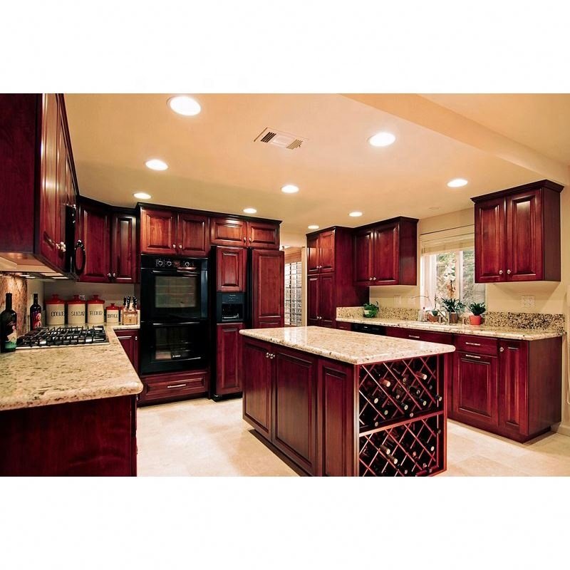 Kitchen Furniture Portable Kitchen Cabinet Sets Walnut Wood Color New Model Modular Kitchen Wall Cabinet