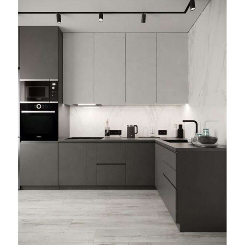 Kitchen Furniture Portable Kitchen Cabinet Sets Walnut Wood Color New Model Modular Kitchen Wall Cabinet