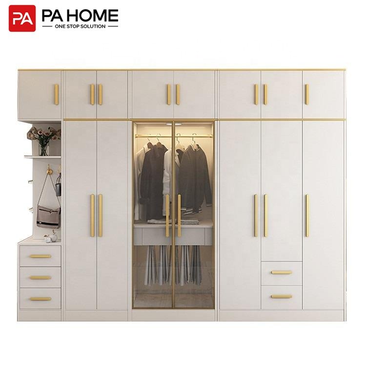 PA modern multifunctional white clothes closet customized wardrobe bedroom furniture