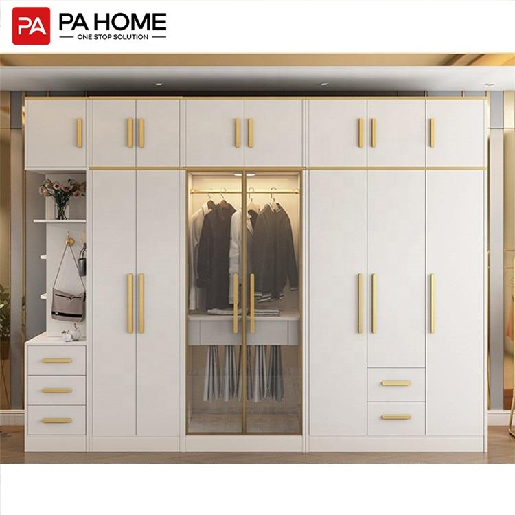 PA modern multifunctional white clothes closet customized wardrobe bedroom furniture