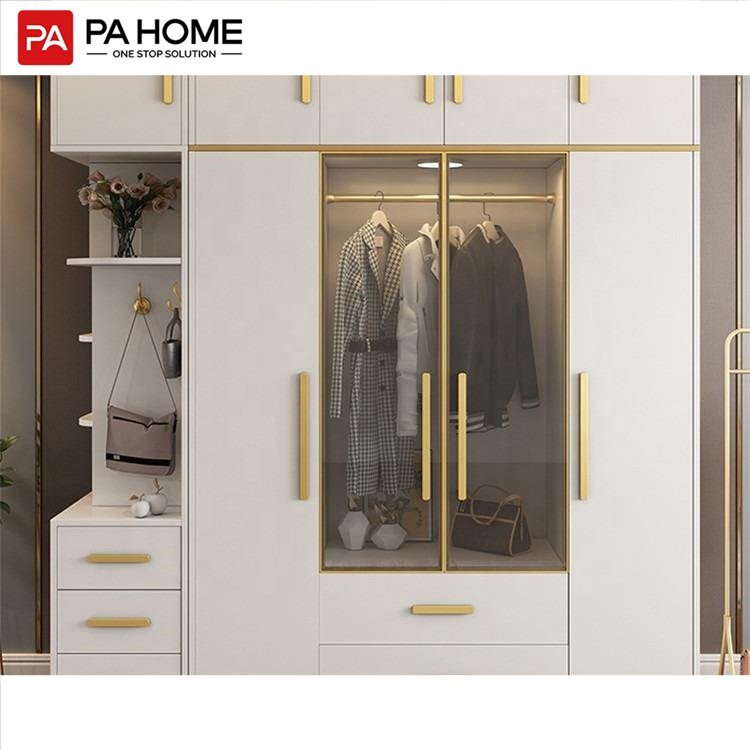 PA modern multifunctional white clothes closet customized wardrobe bedroom furniture