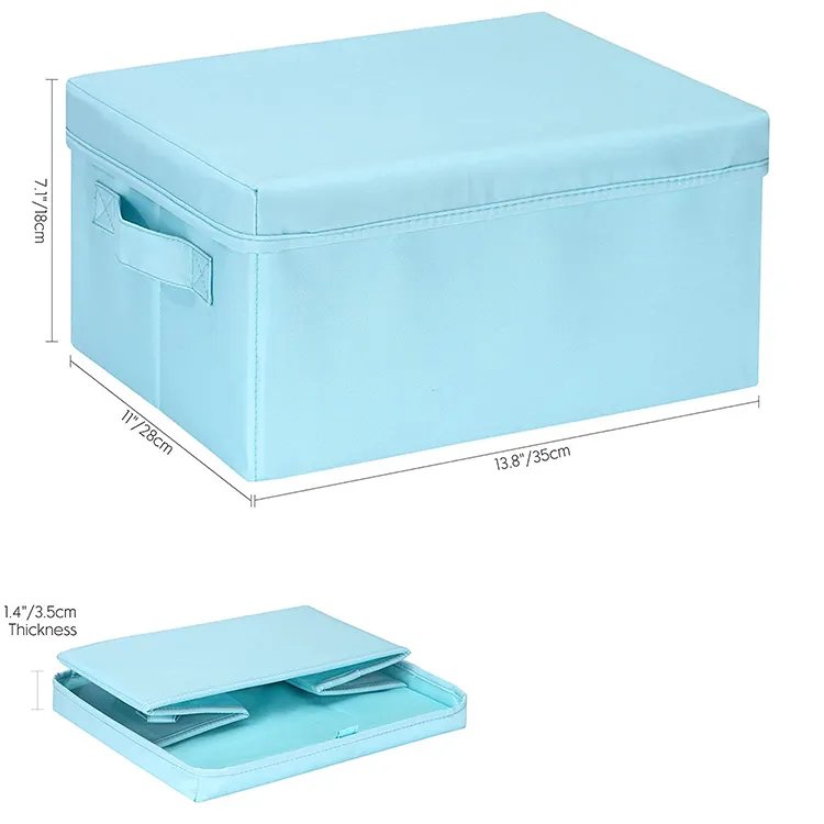 Washable Fabric Clothes Organization Wardrobe organizador de vaqueros Foldable Drawer Storage Basket with Handle and lid