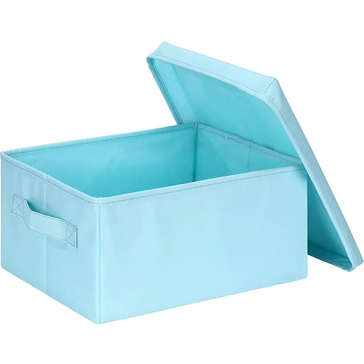 Washable Fabric Clothes Organization Wardrobe organizador de vaqueros Foldable Drawer Storage Basket with Handle and lid