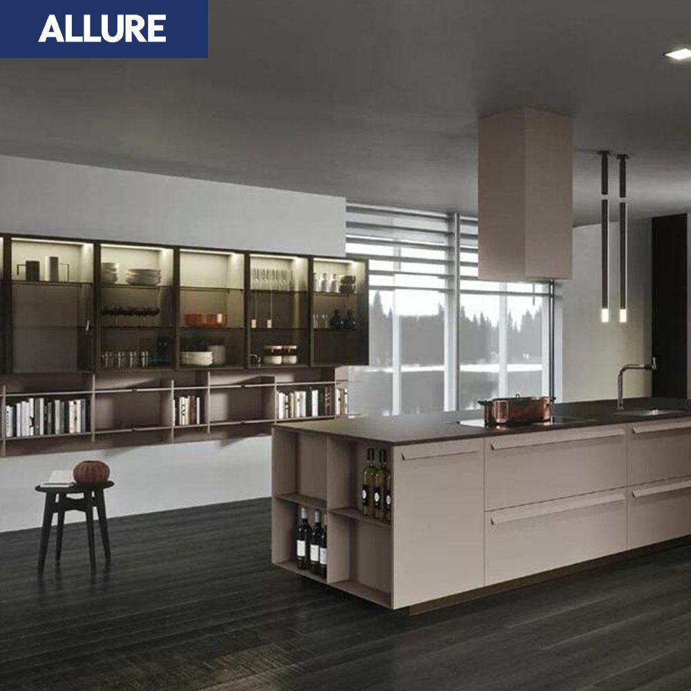 Allure High Quality Automatic U Shaped Interior Design Household White Nico Pvc Baisin Pet Kitchen Cabinets