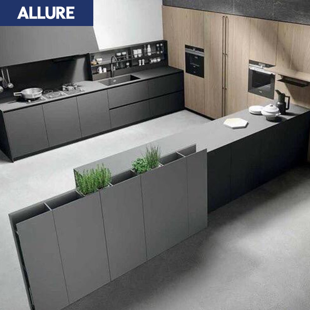 Allure High Quality Automatic U Shaped Interior Design Household White Nico Pvc Baisin Pet Kitchen Cabinets