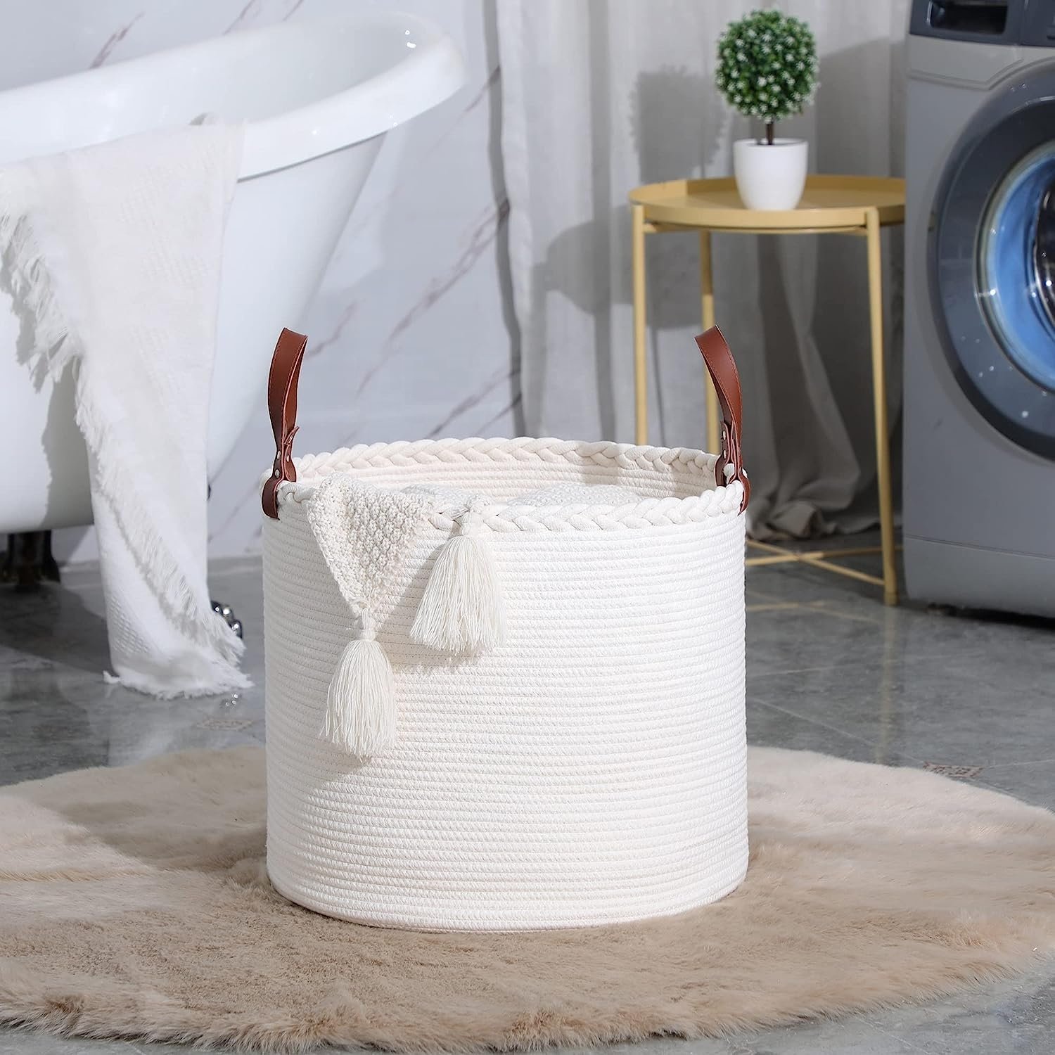 golden supplier woven cotton laundry storage basket braded fabric cotton baby laundry basket