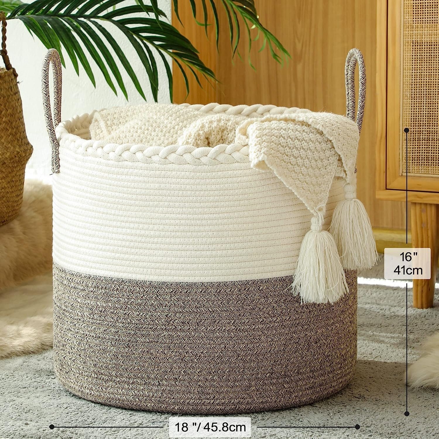 golden supplier woven cotton laundry storage basket braded fabric cotton baby laundry basket