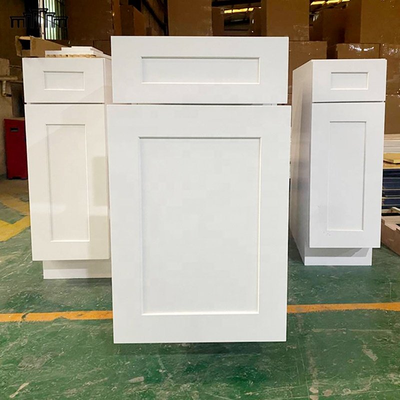 No Anti-Dumping Vietnam OEM Factory Made Frameless Shaker Style Real Wood Door Pull Out Kitchen Cabinets With Under Trash Can