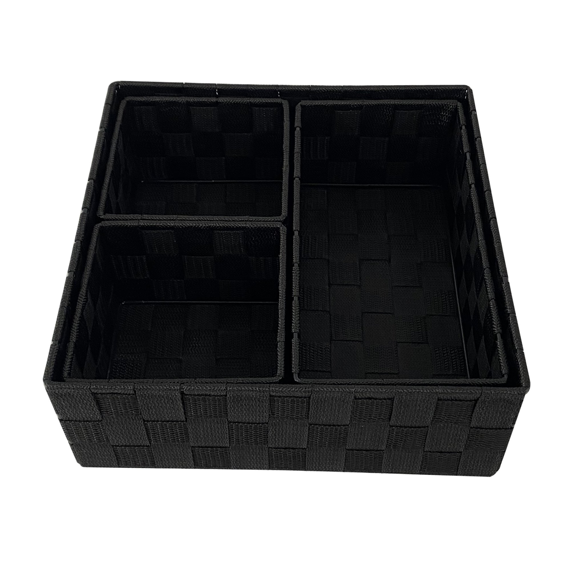 Factory wholesale rectangular nylon belt braided storage basket drawer closet shelf dresser set