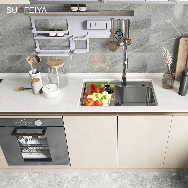 Suofeiya Hotel Project Customized Open Concept Furniture Luxury Gray Wooden Kitchen Cabinet Full Set