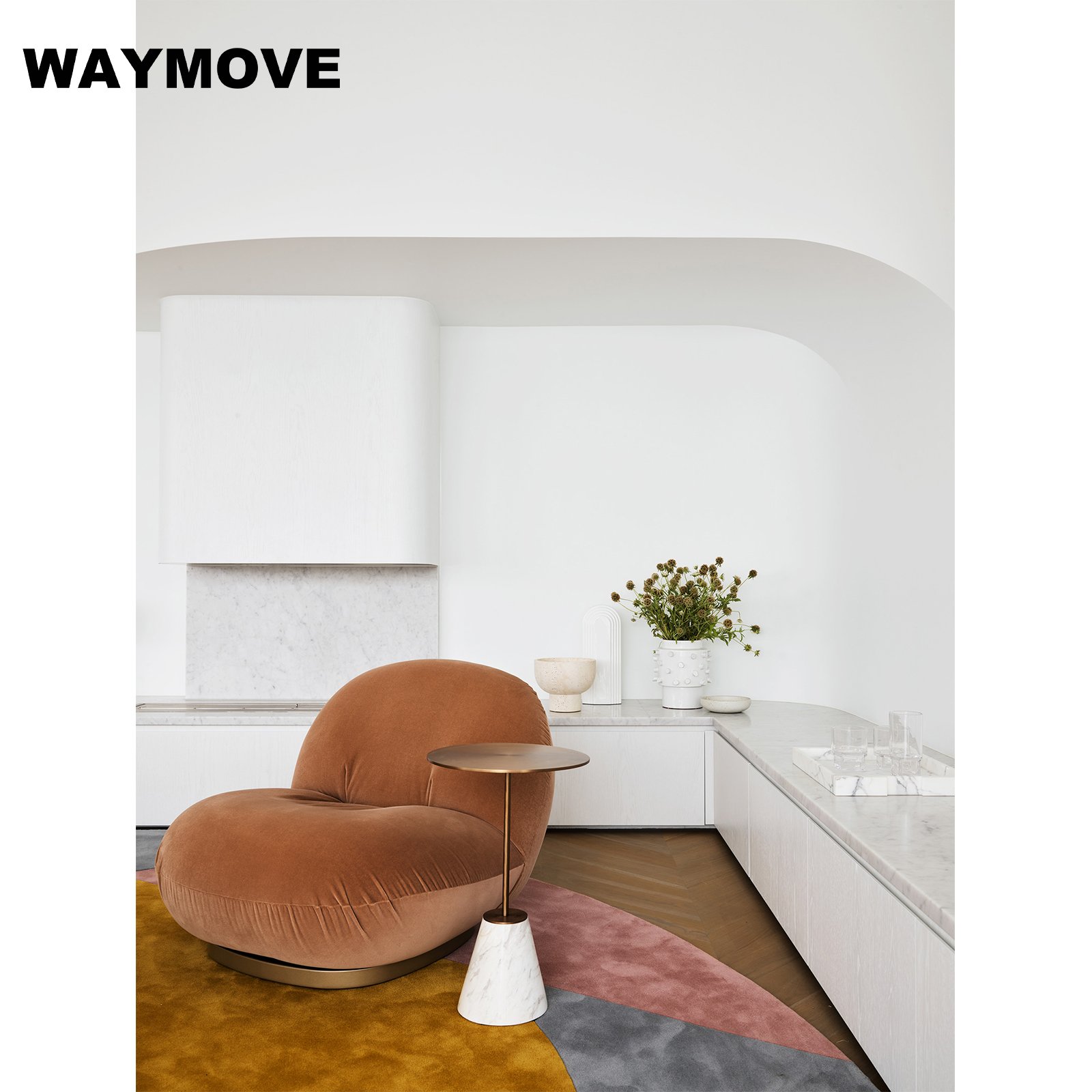 WAYMOVE Modern Modular Kitchen Cabinets with Island Table Practical Kitchen Furniture with Stylish Designs